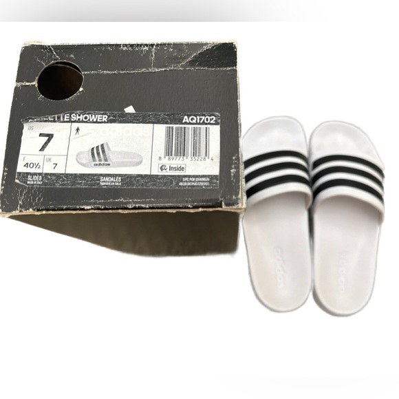 Adidas Adilette Women’s Shower Slides in White - 7 - Picture 5 of 7